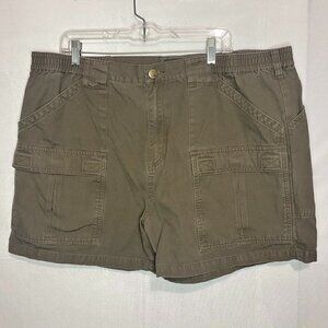 CABELAS Dark Brown Cargo Shorts Sz 42 Utility Hiking Fishing Elastic Waist